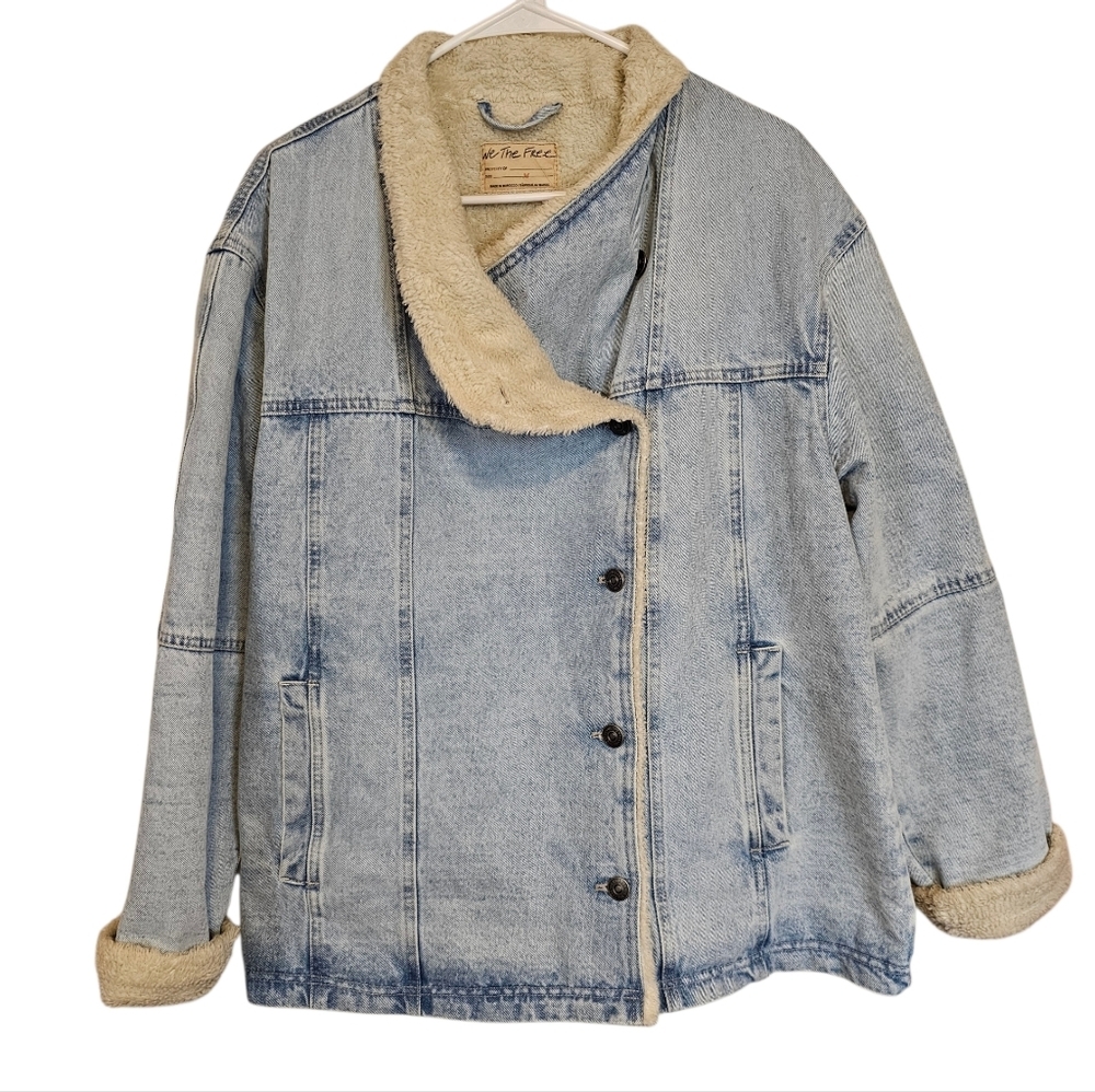 Free People Twisted Heart Cozy Sherpa Denim Jacket